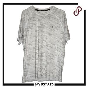 Sypder Men's Short Sleeve Camo Print UPF Swim Shirt Rash Guard Gray Size Large